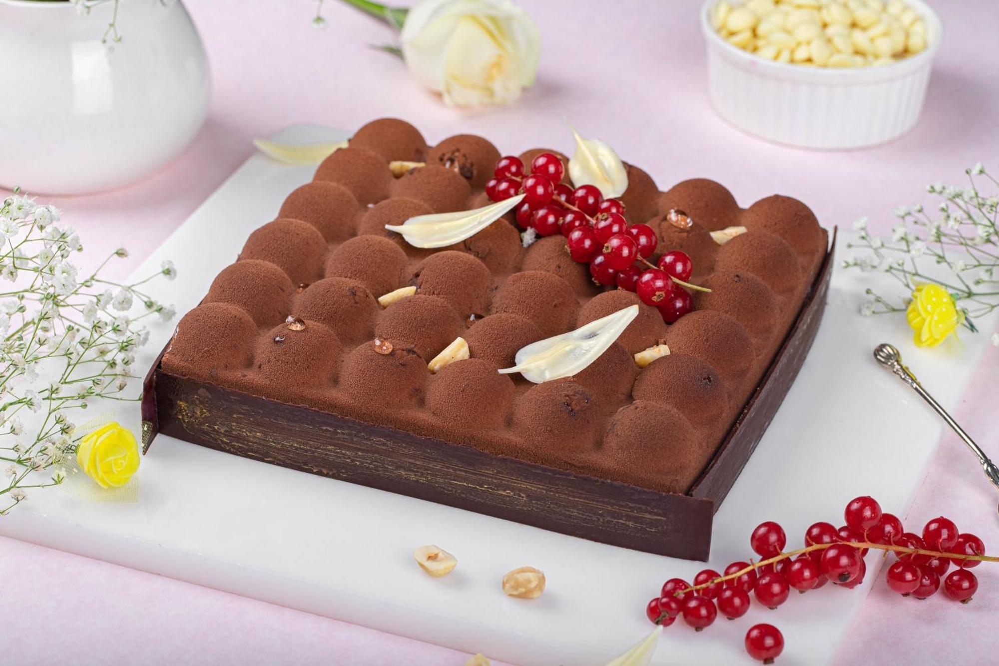 Jw Marriott Hotel New Delhi Aerocity Exteriér fotografie A chocolate truffle cake